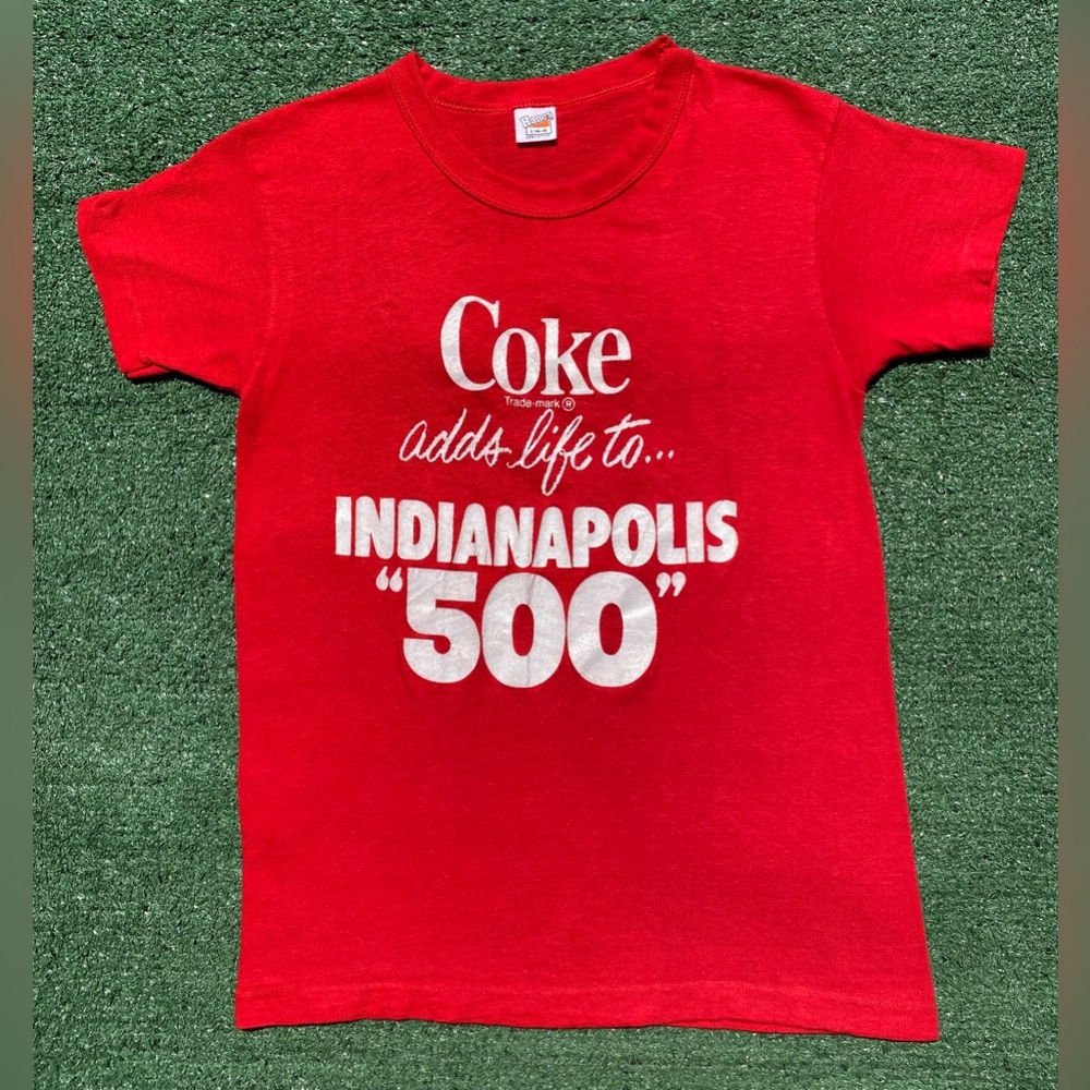 VTG 70’s Coca Cola Coke Indianapolis Indy 500 Double Sided T-Shirt Women’s XXS